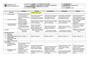 Grade 6 Industrial Arts Daily Lesson Log Feb 16-20, 2025