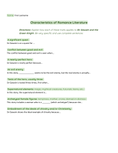 Sir Gawain and the Green Knight Worksheet