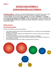Estructura At&oacute;mica y Configuraci&oacute;n Electr&oacute;nica