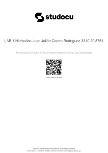 Informe de Laboratorio 1: Hidr&aacute;ulica - Mec&aacute;nica de Fluidos I