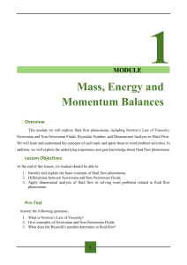 Fluid Flow: Newton's Law, Reynolds Number & Dimensional Analysis