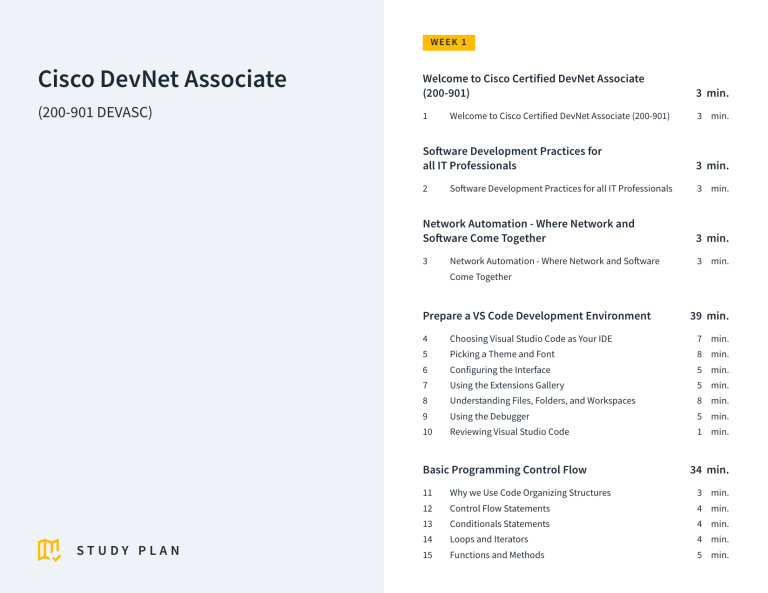 Cisco DevNet Associate (200-901) Study Plan