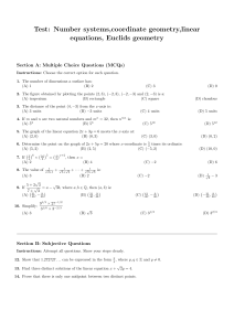 Math Test: Number Systems, Coordinate Geometry, Linear Equations