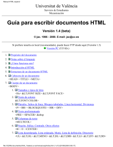 Gu&iacute;a para escribir documentos HTML - Universidad de Val&egrave;ncia