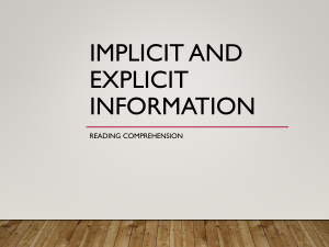 Implicit and Explicit Information Reading Comprehension Lesson