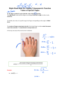 Trigonometry Reference Sheet: Special Angles, Sine, Cosine, Tangent