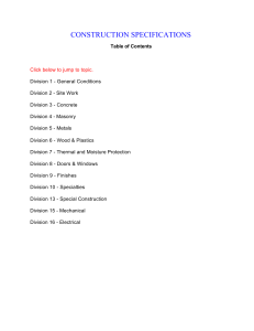 Construction Specifications Manual: Divisions 1-16