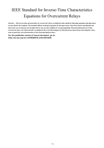 IEEE Standard for Inverse-Time Overcurrent Relay Equations