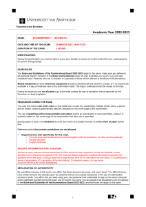 Econometrics 1 Exam - University of Amsterdam
