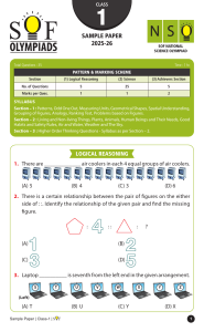 Class 1 SOF Science Olympiad Sample Paper 2025-26