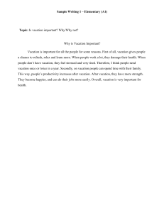Elementary English Sample Writing: Is Vacation Important?