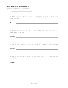 High School Arithmetic Worksheet with Problems and Answers
