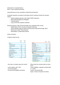 Introduction to Corporate Finance Course Notes