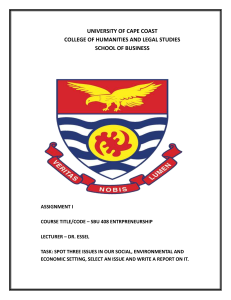 University of Cape Coast SBU 408 Entrepreneurship Assignment I