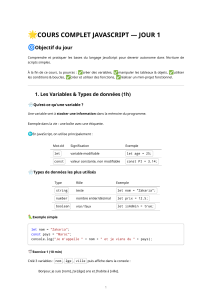 Cours JavaScript Jour 1: Complet