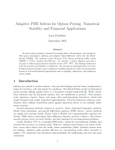 Adaptive PDE Solvers for Option Pricing: Numerical Stability & Financial Apps
