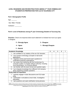 Level Readiness & Review Practices of 4th Year Criminology Students for CLE