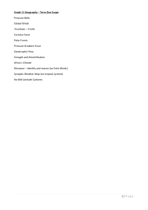 Grade 11 Geography Term One Scope: Pressure Belts, Winds, Climate