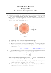 Heat Transfer Assignment: 1D Heat Generation & Fins