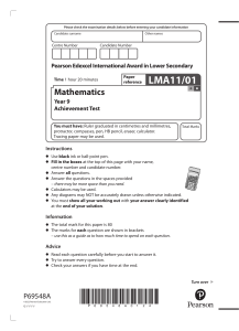 Year 9 Maths Achievement Test Edexcel