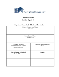 Post Lab Report: Study of Diode Rectifier Circuits (EEE102)