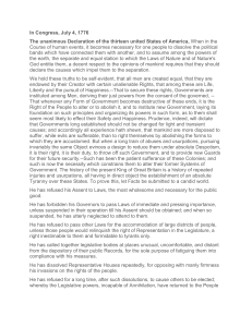 United States Declaration of Independence 1776