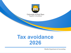 Tax Avoidance 2026 - University of Fort Hare