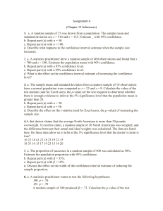 Statistics Assignment 4: Inferences Chapter 12
