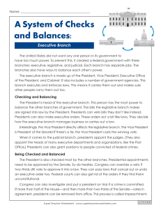 Checks and Balances: Executive Branch Worksheet