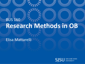 BUS 160 Research Methods in Organizational Behavior