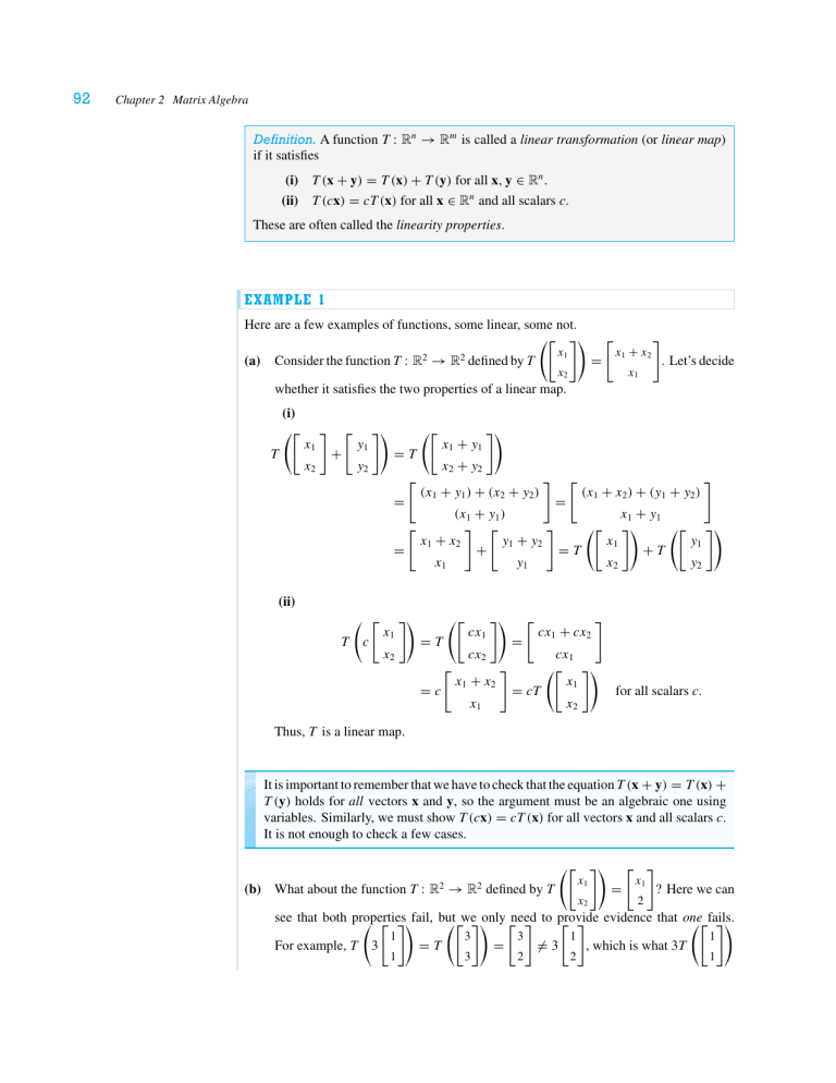 Linear Transformations in Matrix Algebra
