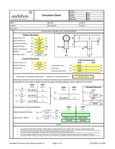 Trunnion Stress Calculation Sheet (M.W. Kellogg's Method)