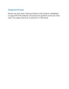 Assignment Prompt: Teaching Soldiers to Be Creative in Battlefield Case Study