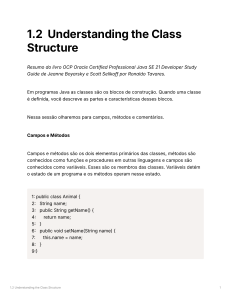 Estrutura de Classes Java: Campos, M&eacute;todos e Coment&aacute;rios