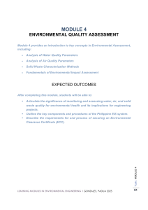 Module 4: Environmental Quality Assessment - Environmental Engineering