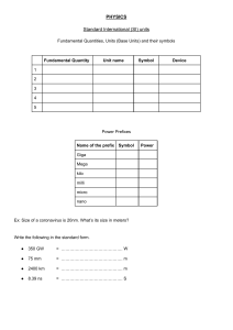 Physics SI Units Worksheet