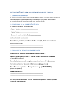 Plantilla Dictamen T&eacute;cnico Correcciones Anexo T&eacute;cnico