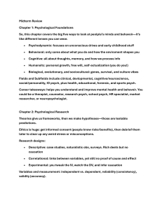 Psychology Midterm Review: Chapters 1-2