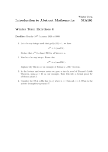 MA103 Abstract Math Exercises: Modular Arithmetic & RSA