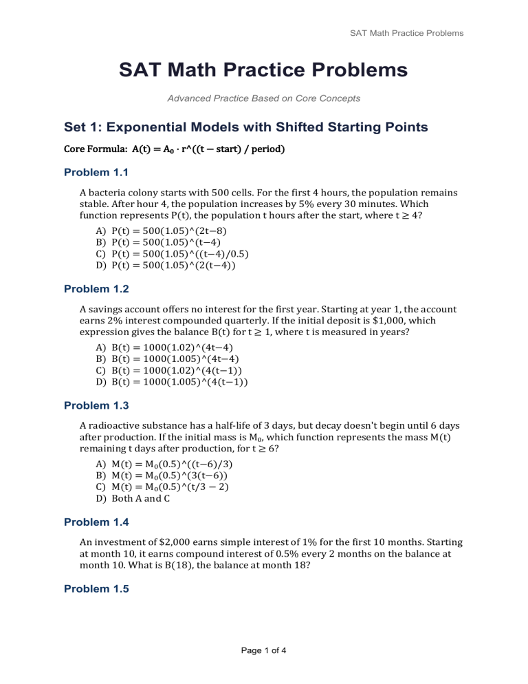 SAT Math Practice Problems: Advanced Concepts