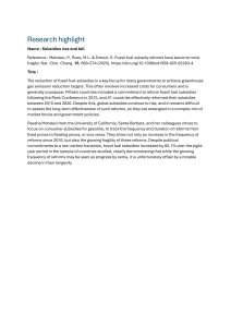 Fossil Fuel Subsidy Reforms: Rise and Fall