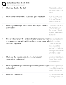 Dutch Bros Flow Check 2025 Quiz Study Guide