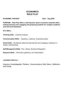 Economics Role Play Assignment: Economic Thought