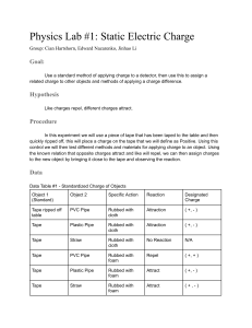 Physics Lab 1: Static Electric Charge Experiment