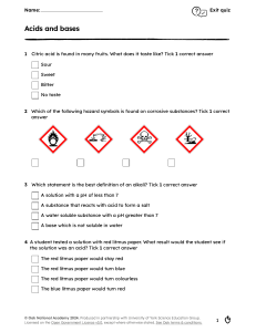 Acids and Bases Exit Quiz