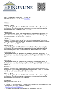 Assessing Juvenile Delinquency Prevention: Court Program Evaluation