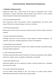 Lecture Summary: Requirements Engineering