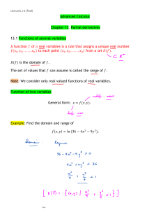 Advanced Calculus: Partial Derivatives - Lecture Notes