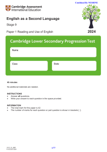 Cambridge Stage 9 ESL Paper 1 2024 Test