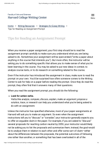 Tips for Reading an Assignment Prompt | Harvard Writing Center